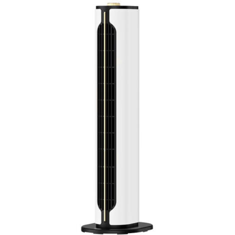 Canada PTC Chauffage Soufflant Vertical Céramique Blanc/Noir 1500W 2 Puissances 3 Fonctions Anti-Basculement (61,5x18x18cm)
