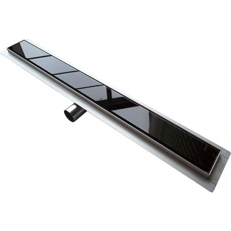 Canaleta de suelo de gran caudal para la ducha italiana GL01 - rejilla de vidrio negro - medida a elegir