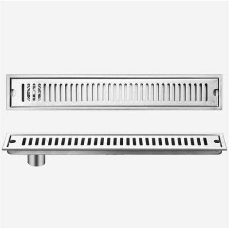 Canal de ducha italiano Ulisem con filtro de pelo, canal de ducha de acero inoxidable, desagüe de ducha italiano, 10 x 60 cm