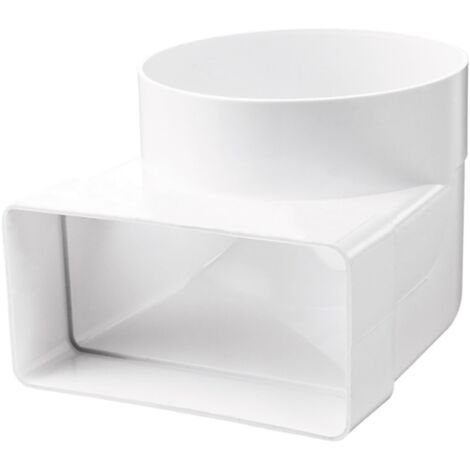 Canale di ventilazione a canale piatto, 110 x 55 mm/Ø100 mm, canale di scarico per cappa, arco piatto, rotondo, raccordo a T, in PVC, 90°, arco rotondo su quadrato