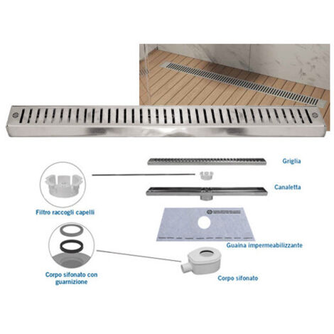 Canaleta de ducha de acero de 65 cm CN65-01KIT – Brixo
