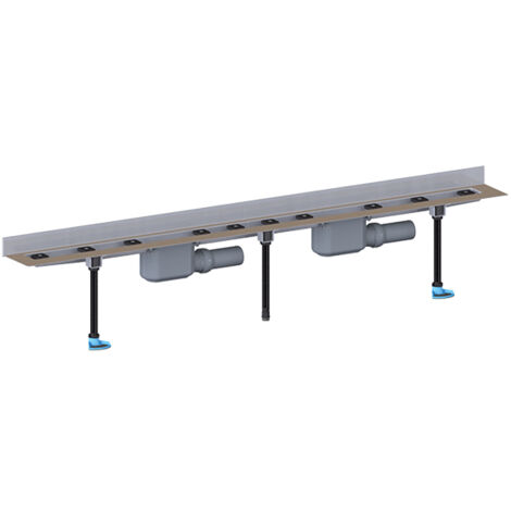 Canaleta de ducha de acero inoxidable, montaje en pared, desagüe DN50, kit de montaje y protección, sin tapa, longitud de montaj