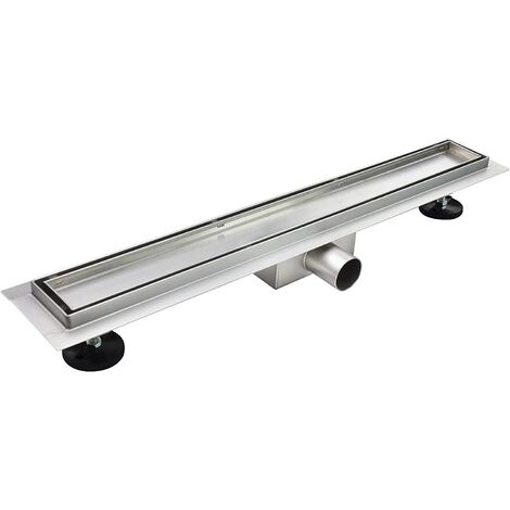 Canaleta de ducha Rectangular 2 en 1 Inclinable de Acero Inoxidable Ultra Plana Medida 120 cm - Modelo R2 Desag�e de Borde Plateado