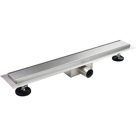 Canaleta de Ducha Rectangular de Acero Inoxidable Ultra Plana Medida 60cm - Modelo R1 Desague de Borde plateado