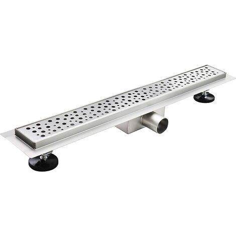 Canaleta de Ducha Rectangular de Acero Inoxidable Ultra Plana Medida 90cm - Modelo R5 Desag�e de Borde Gotas plateado