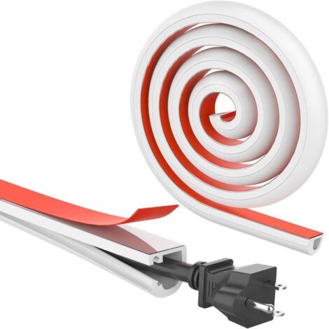 Canaleta de PVC invisible, autoadhesiva y antiobstrucción para cables domésticos y de red, para montaje en superficie. Longitud: 5 metros. Color: blanco.