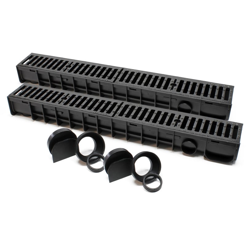 

Canaleta de desagüe 2x1m con rejilla 12,5t hierro fundido drenaje de agua canal evacuación de lluvia