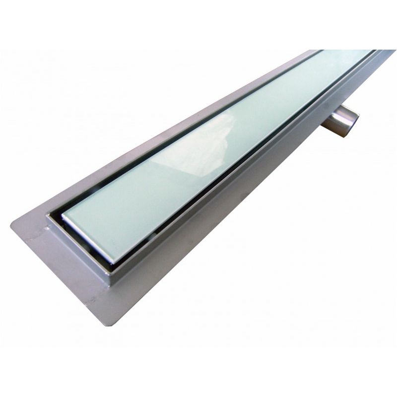 Canalina doccia GL02 - scarico doccia in vetro bianco - per docce walk-in - lunghezza specificata 800mm