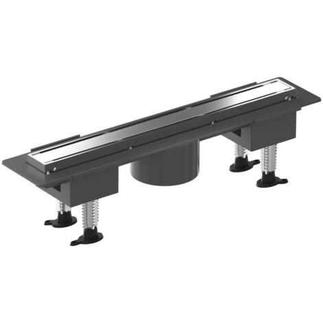 Canalina doccia 40 cm in alluminio reversibile scarico centrale, sifone e piletta inclusi