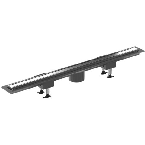 Canalina doccia 90 cm in alluminio reversibile scarico centrale, sifone e piletta inclusi