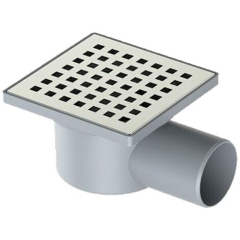 Canalina doccia quadrata in PVC con griglia in acciaio inossidabile - 15x15 cm