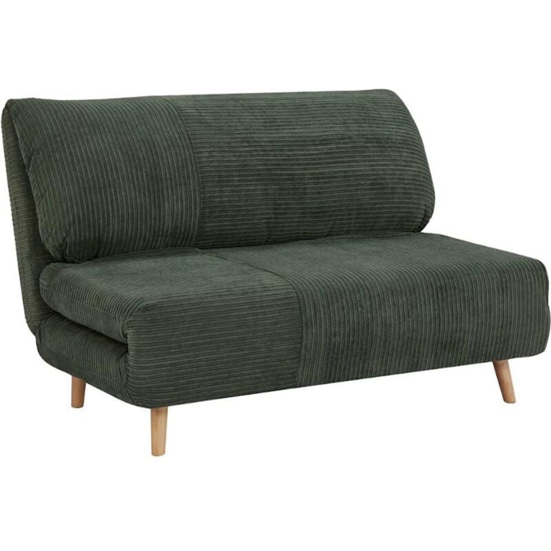 Vente-unique - Canapé 2 places convertible en velours côtelé palula - Vert foncé