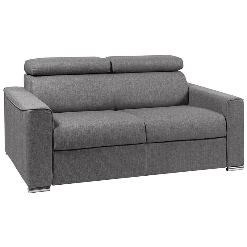 Vente-unique - Canapé 2 places convertible express en tissu gris - Couchage 120 cm - Matelas 14 cm vizir