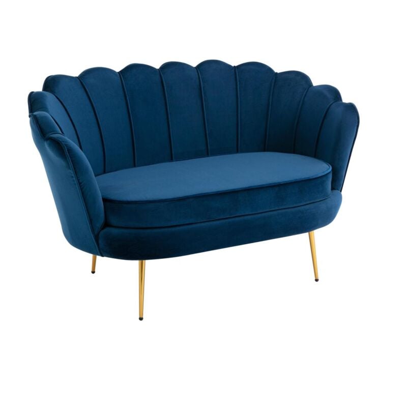 Pascal Morabito - Canapé 2 places coquillage en velours bleu nuit dandelion de