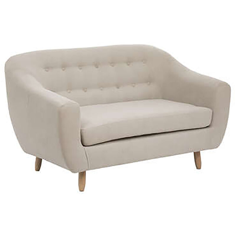 Pegane - Canapé 2 places en bois de pin et panneau de particules coloris Beige lin - Longueur 150 x Profondeur 82 x Hauteur 87 cm
