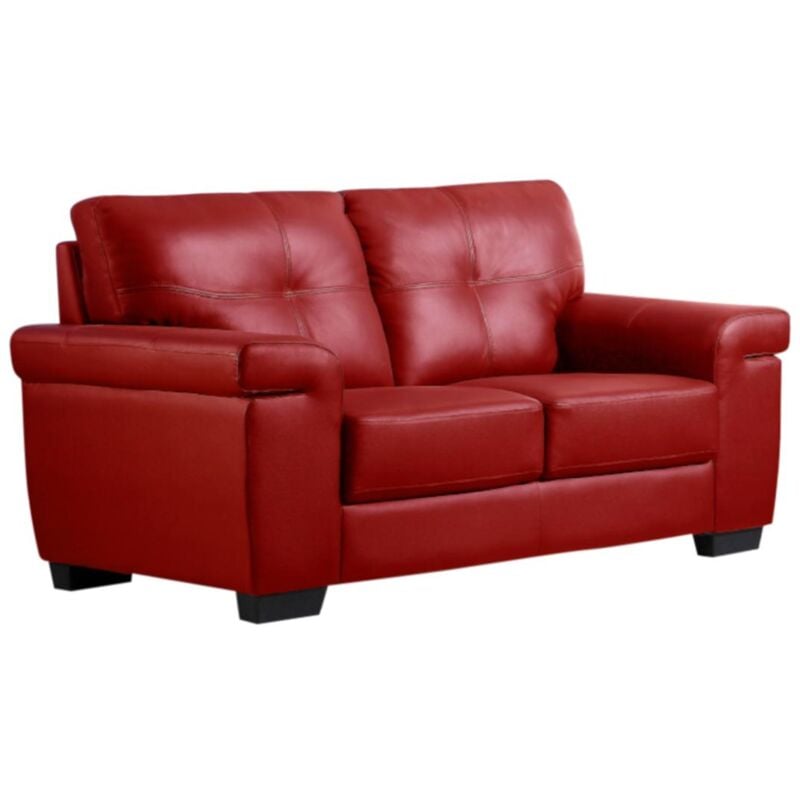 Canapé 2 places en cuir hazel - Rouge