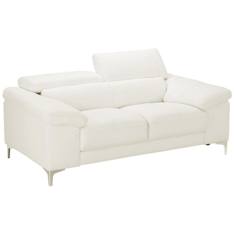 Vente-unique - Canapé 2 places en cuir solange - Blanc