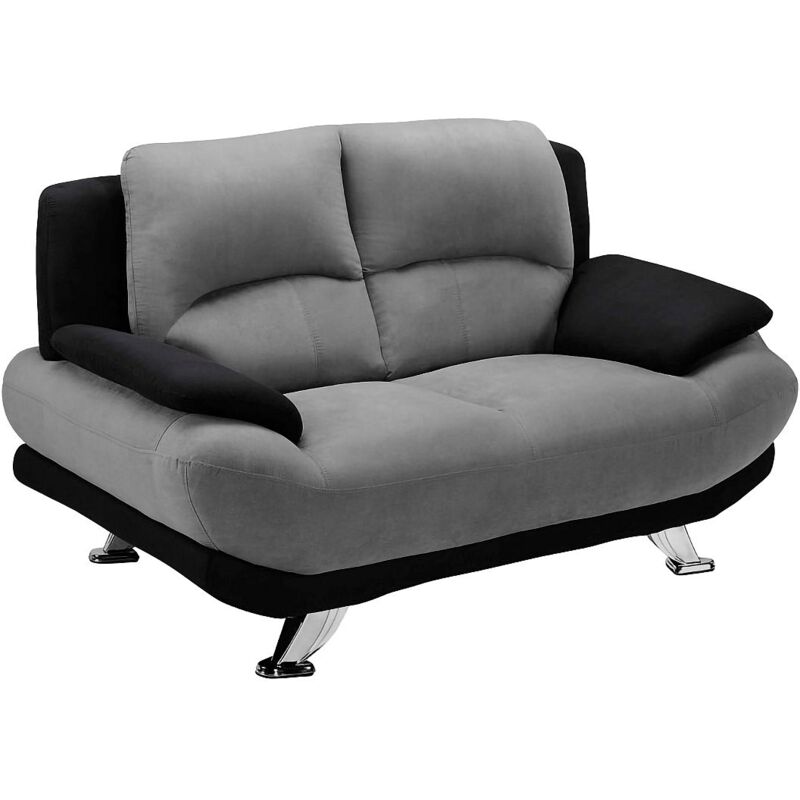 Vente-unique - Canapé 2 places en microfibre musko - Bicolore gris et noir