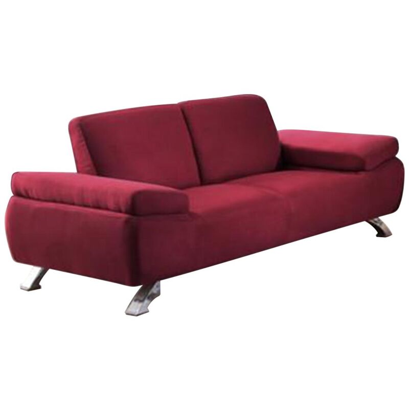 Vente-unique - Canapé 2 places en microfibre polka - Rouge