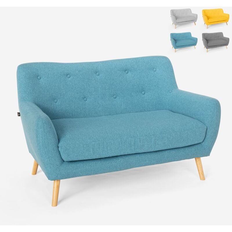 Le Roi Du Relax - Canapé 2 places en tissu style scandinave confortable moderne Irvine Couleur: Bleu