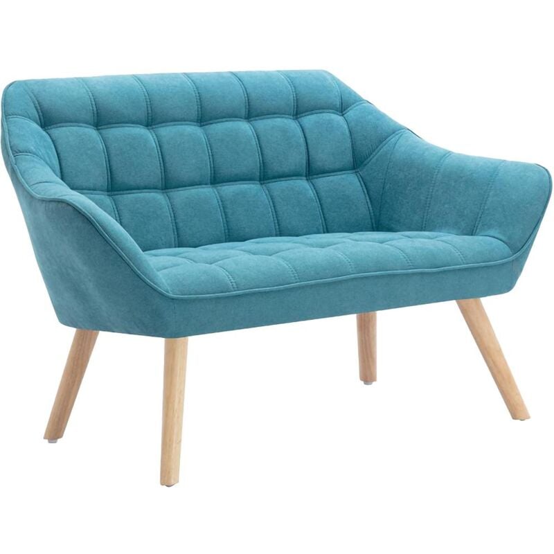 Vente-unique - Canapé 2 places en tissu bleu caserta