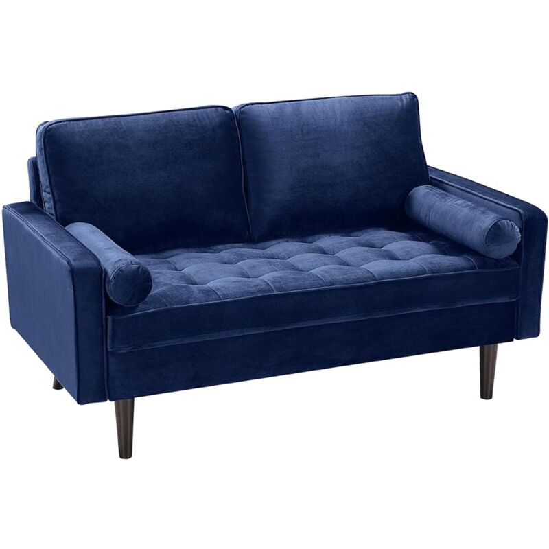Canapé 2 places en velours FLEUET - Bleu foncé