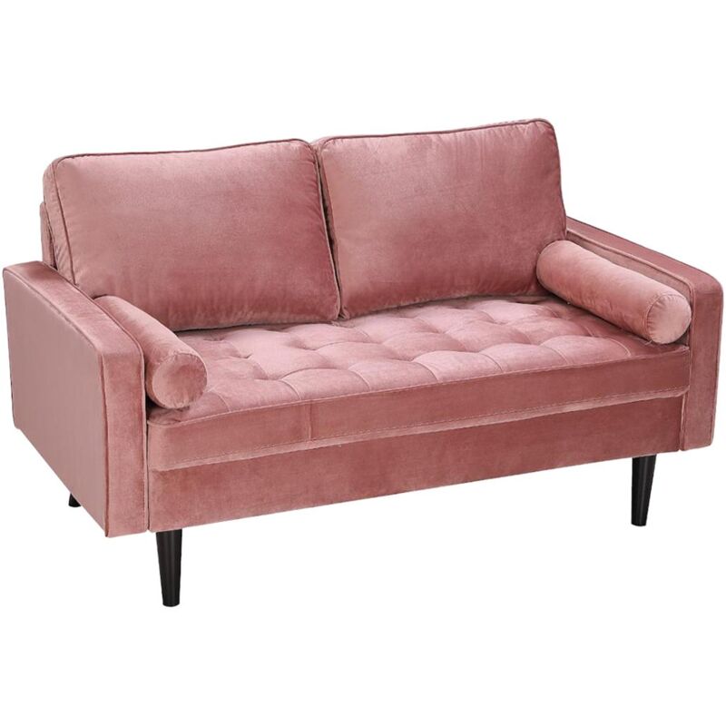 Vente-unique - Canapé 2 places en velours fleuet - Vieux rose