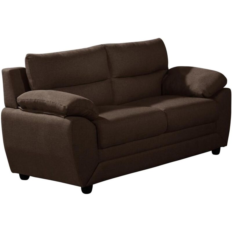 Vente-unique - Canapé 2 places en tissu marron manoa