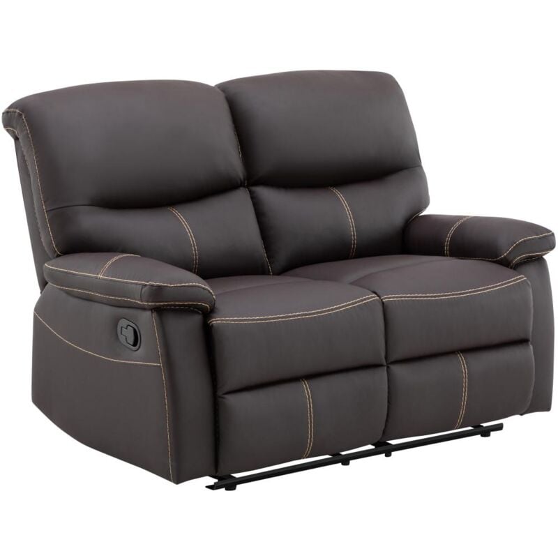 Vente-unique - Canapé 2 places relax en simili marron canby