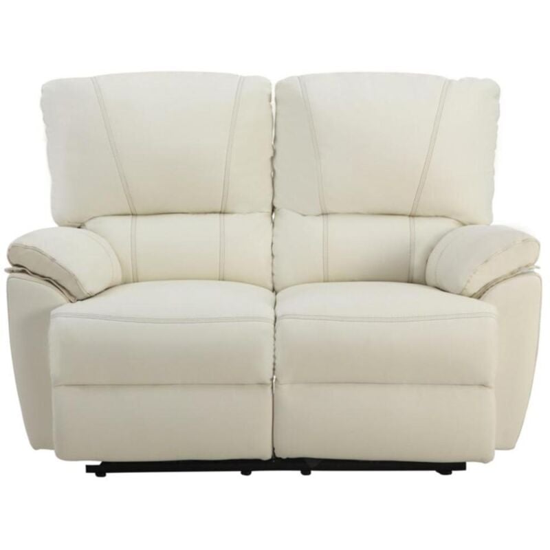 Vente-unique - Canapé 2 places relax électrique en cuir marcis - Ivoire