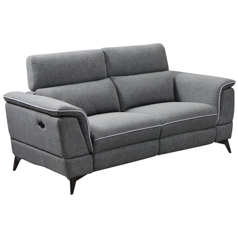 Vente-unique - Canapé 2 places relax électrique en tissu gris macari