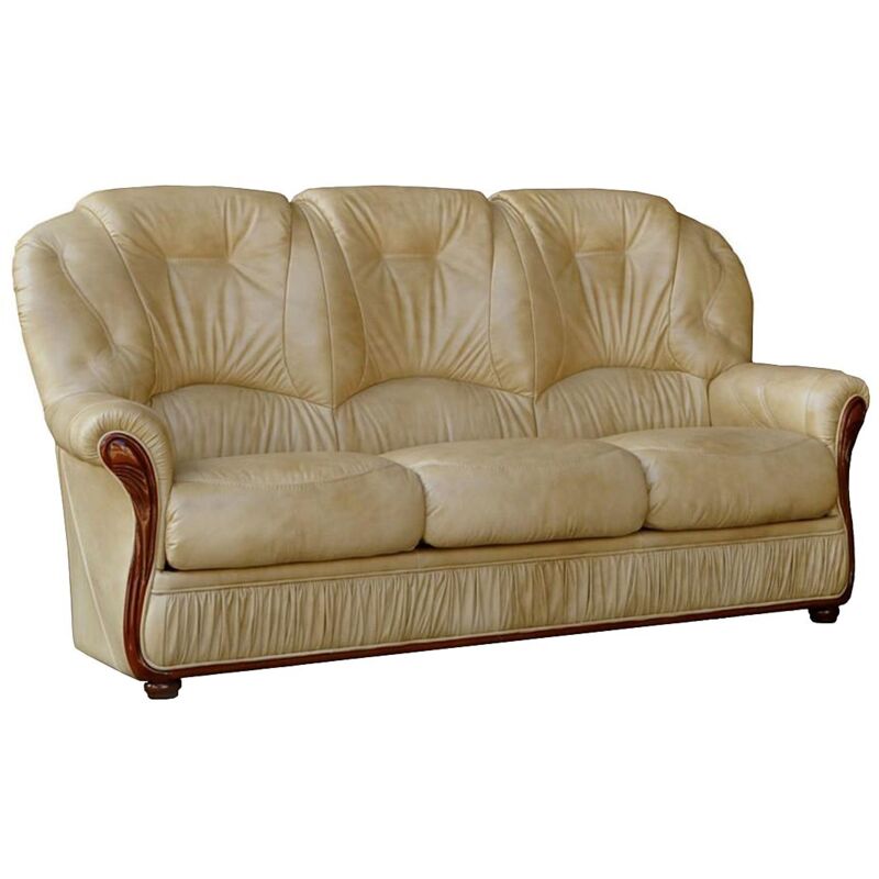 Vente-unique - Canapé 3 places 100% cuir de buffle beige daphne