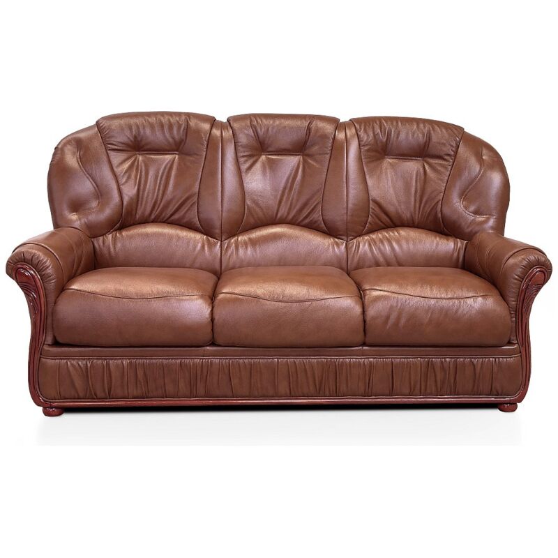 Vente-unique - Canapé 3 places 100% cuir de buffle daphne - Marron