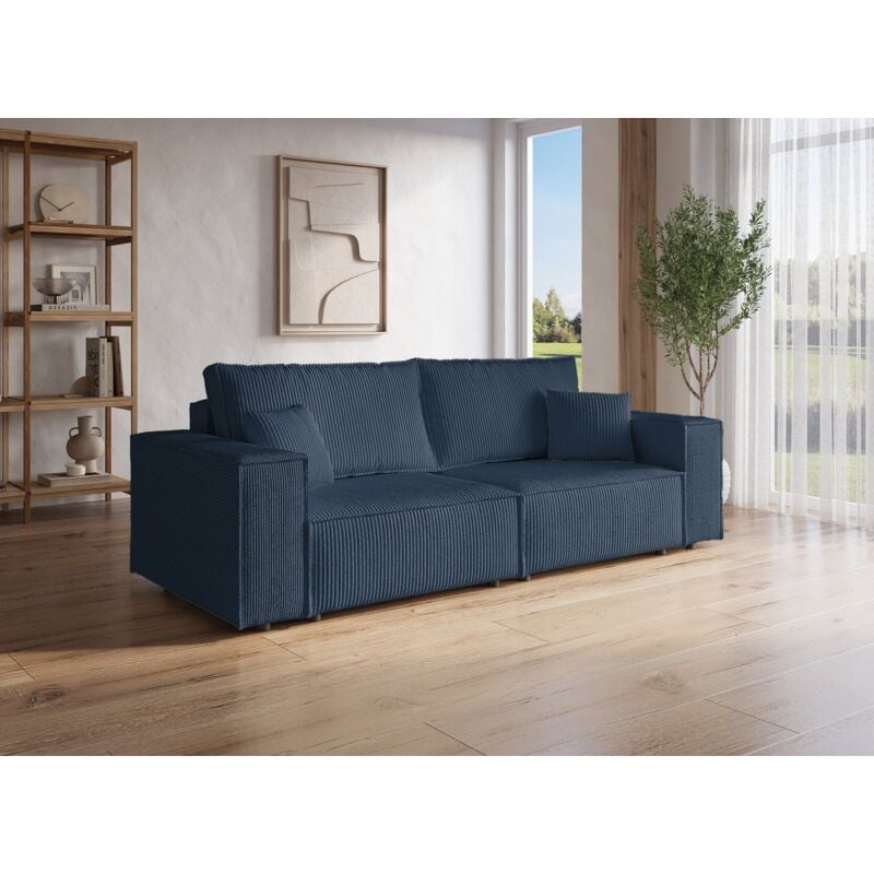 Deco In Paris - jade - Canapé 3 places avec coffre en velours bleu jade