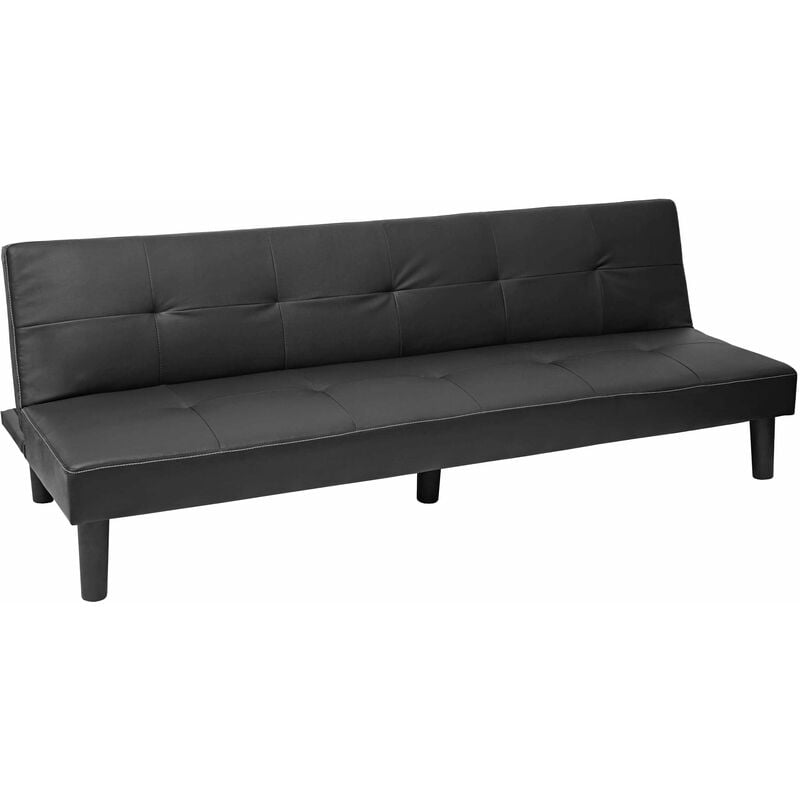 canapé 3 places canapé-lit d'appoint pliant fonction de couchage 195cm en synthétique noir - noir