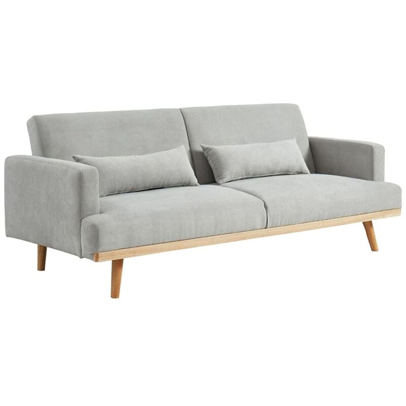 Vente-unique - Canapé 3 places convertible clic-clac en tissu esme - Gris clair