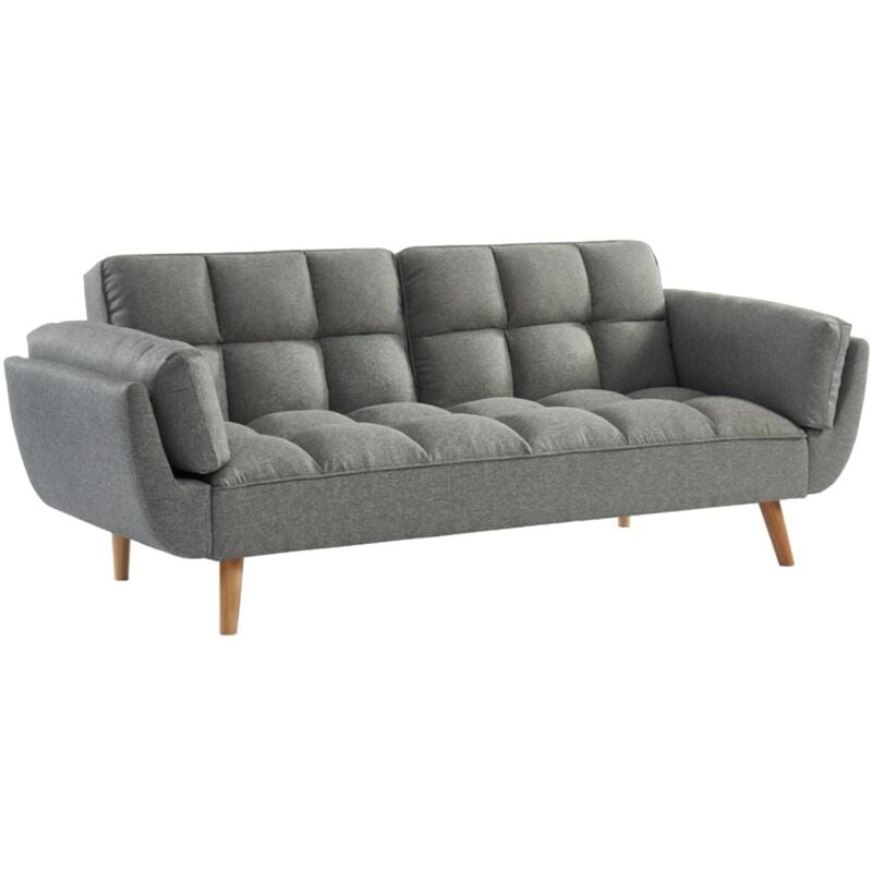 Vente-unique - Canapé 3 places convertible clic-clac en tissu gris chiné loeline