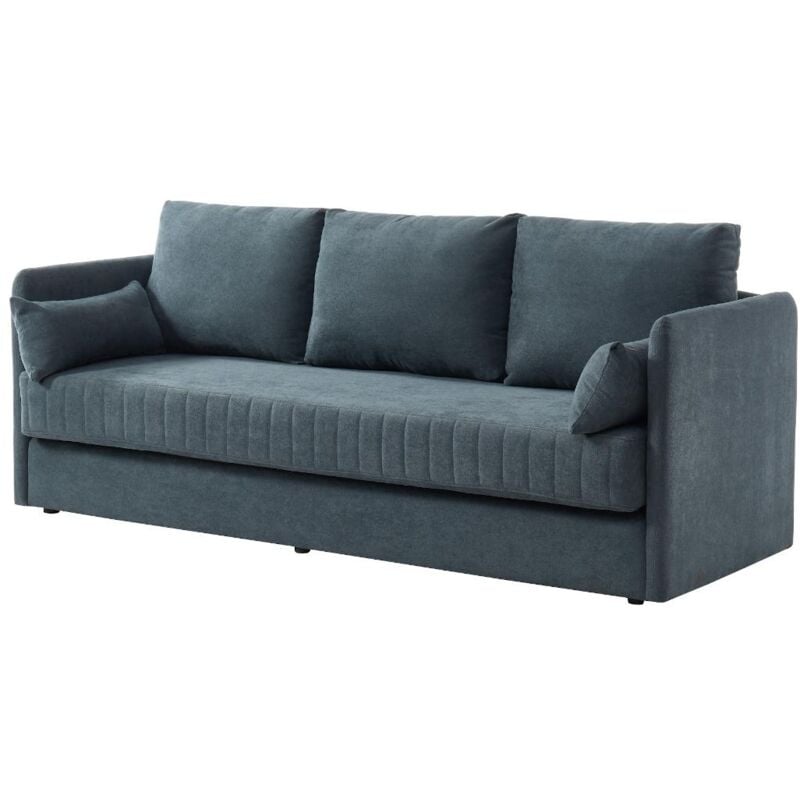 Vente-unique - Canapé 3 places convertible en tissu grecco - Gris