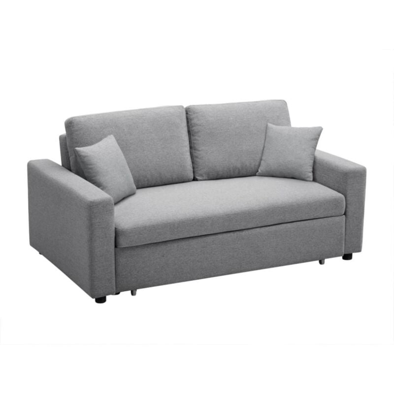 Vente-unique - Canapé 3 places convertible en tissu inizor - Gris clair