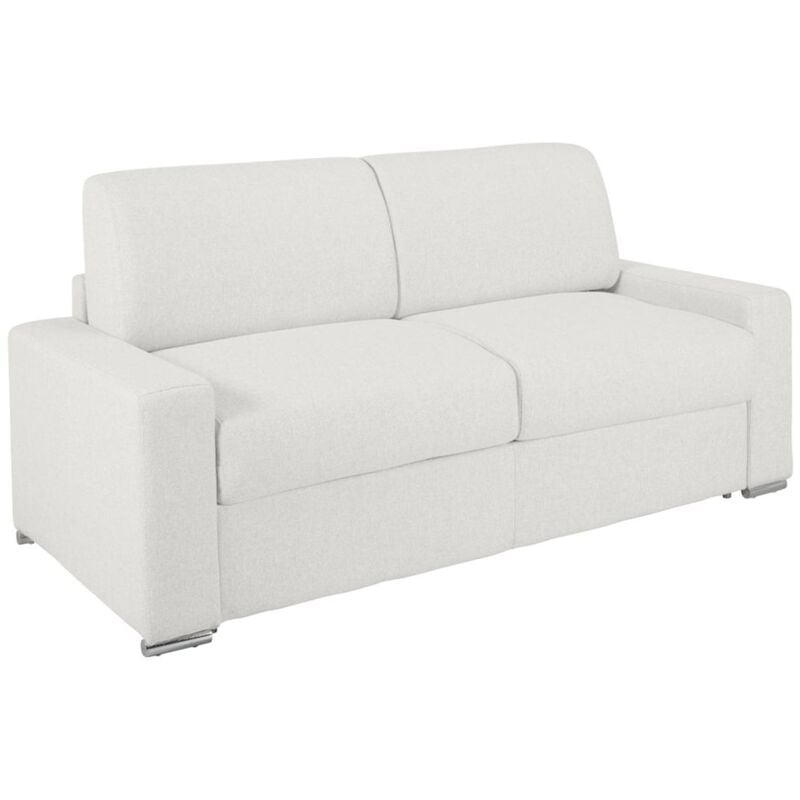 Canapé 3 places convertible express en simili blanc - Couchage 140 cm - Matelas 18 cm CALITO