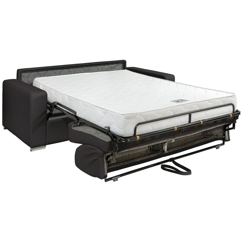 Vente-unique - Canapé 3 places convertible express en simili noir - Couchage 140 cm - Matelas 18 cm calito