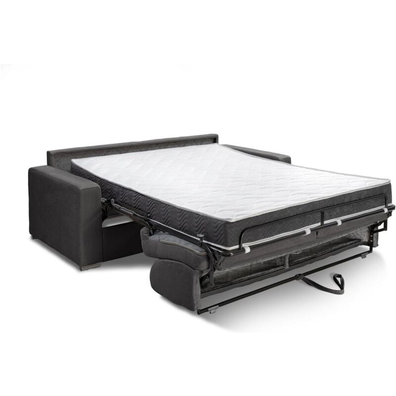 Vente-unique - Canapé 3 places convertible express en simili noir - Couchage 140 cm - Matelas 18 cm calito