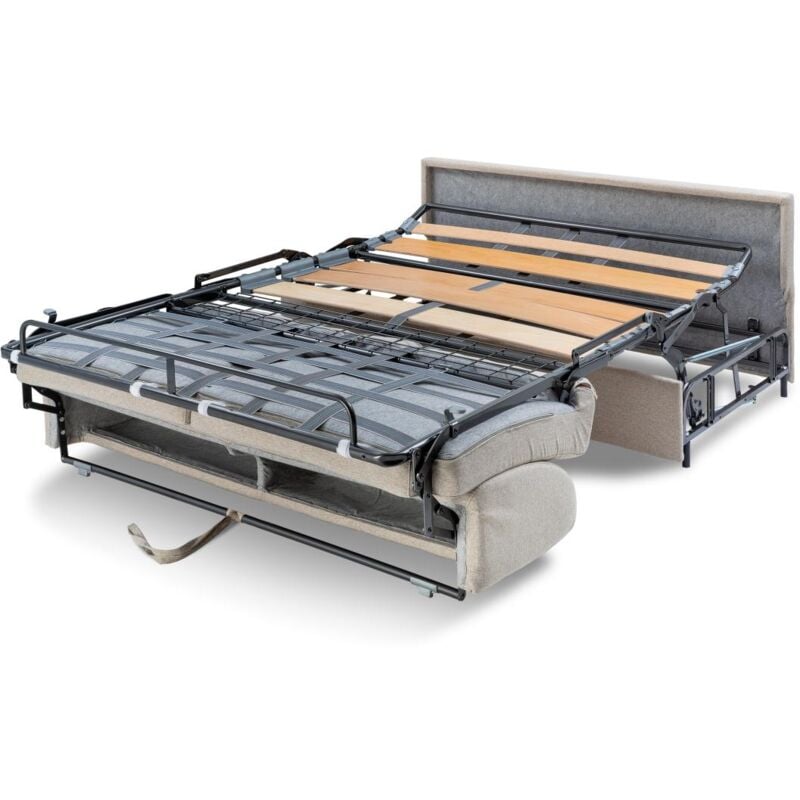 Vente-unique - Canapé 3 places convertible express en simili emir - Noir - Couchage à lattes larges 140 cm - Matelas 18 cm
