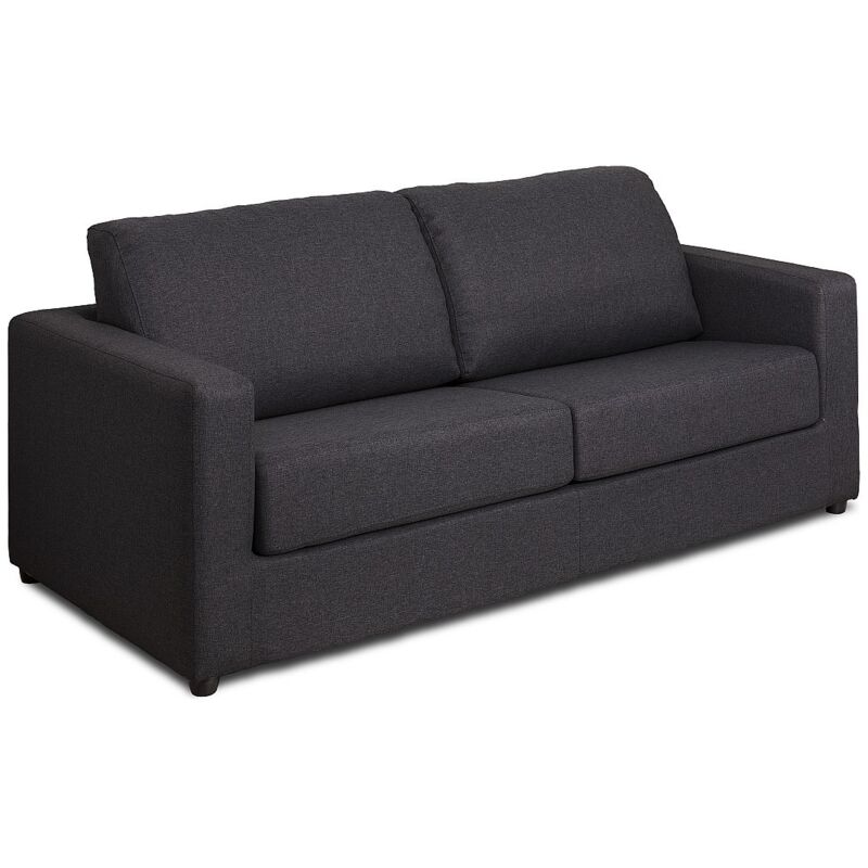 Vente-unique - Canapé 3 places convertible express en tissu gris anthracite - Couchage 140 cm - Matelas 14 cm doneto