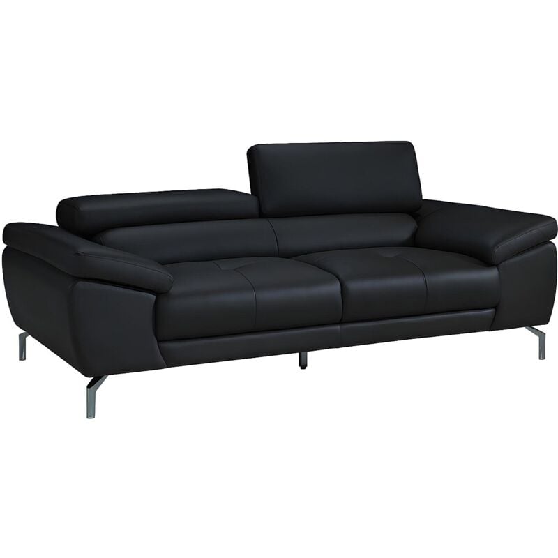 Vente-unique - Canapé 3 places en cuir de buffle gretel - Noir