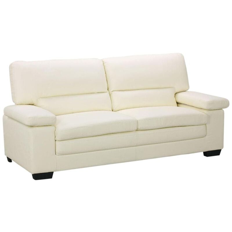 Vente-unique - Canapé 3 places en cuir de buffle ivoire mimas ii