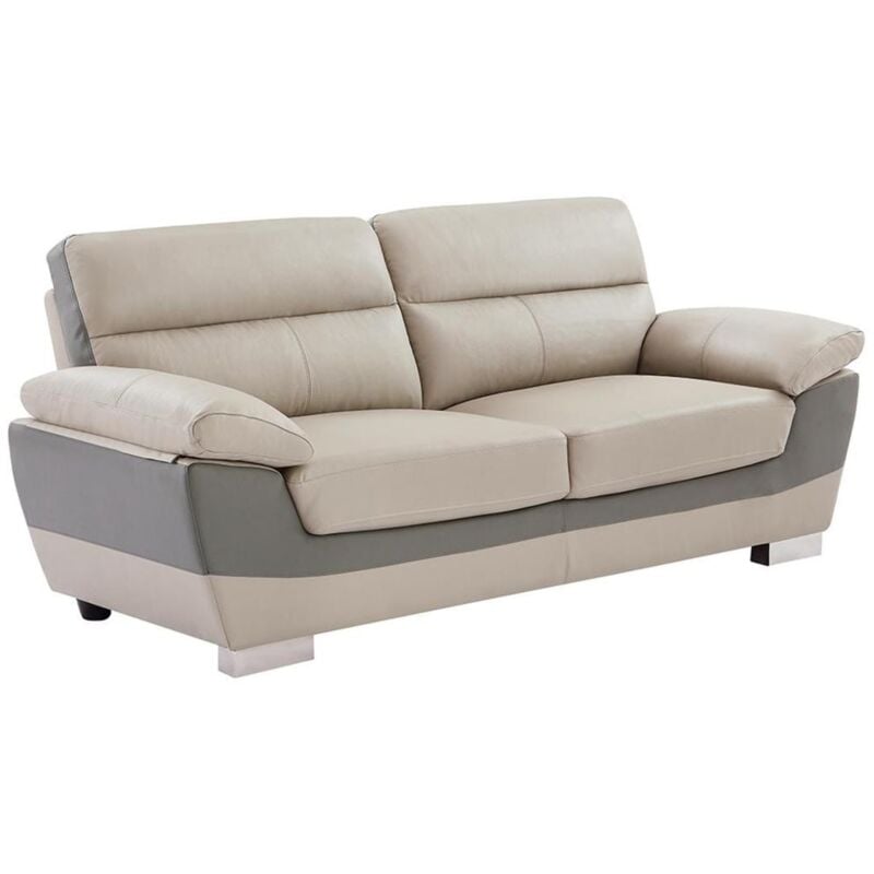 Vente-unique - Canapé 3 places en cuir francesca - Taupe