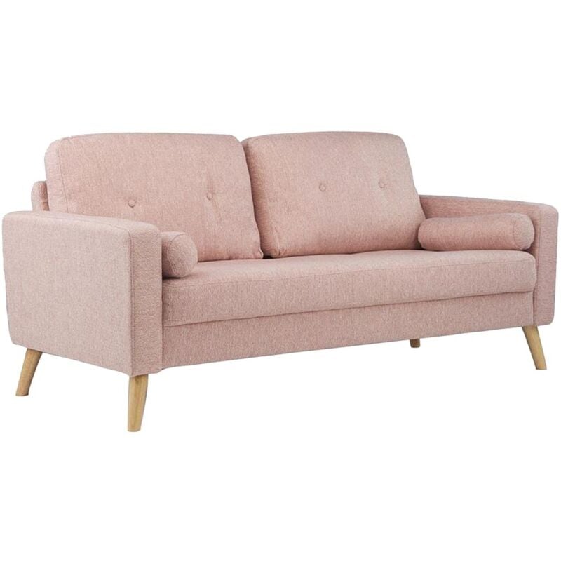 Vente-unique - Canapé 3 places en tissu effet lainage à bouclettes tatum - Rose