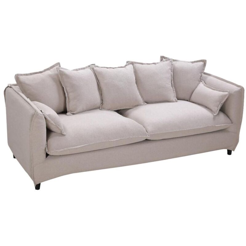 Vente-unique - Canapé 3 places en tissu ramses - Beige