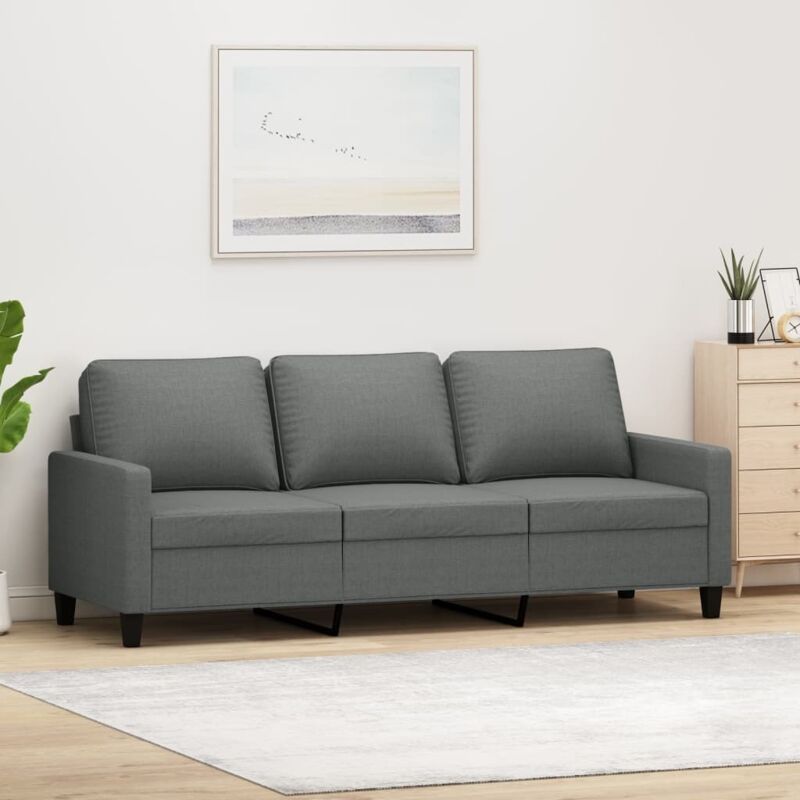 Vidaxl - Canapé à 3 places Gris foncé 180 cm Tissu